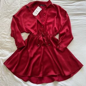 Zara satin effect shirt dress